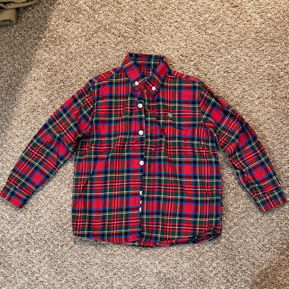 Classic Plaid Kids Button-Down Shirt - Red, Blue, and Green